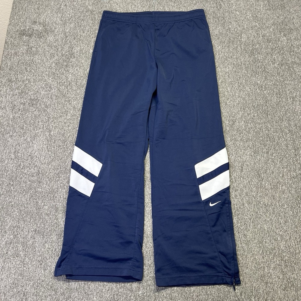 Vintage Nike Track Pants Kids Large‎ Navy Blue Y2K Performance Fleece (024)